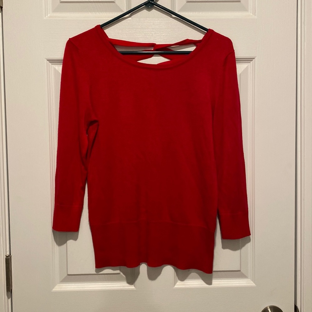 Cable & Gauge true red 3/4 sleeve sweater